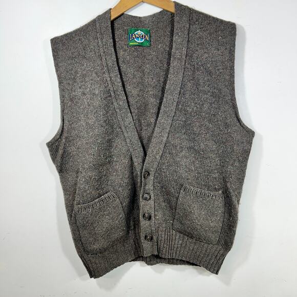 Vintage Jantzen Mens L Sweater Vest Wool Grandpa Scholarly Academic - Picture 1 of 6